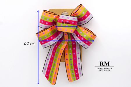 Jumping Stripe Color and Polka Dots 5 Loops Ribbon Bow_BW637-W791-1